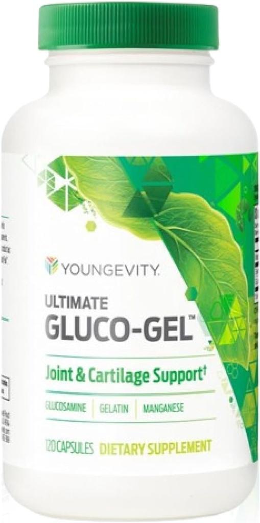 Youngevity Ultimate Gluco-GelTM – Supplément de soutien au joint et au cartilage avec sulfate de glucosamine et gélatine – 120 capsules