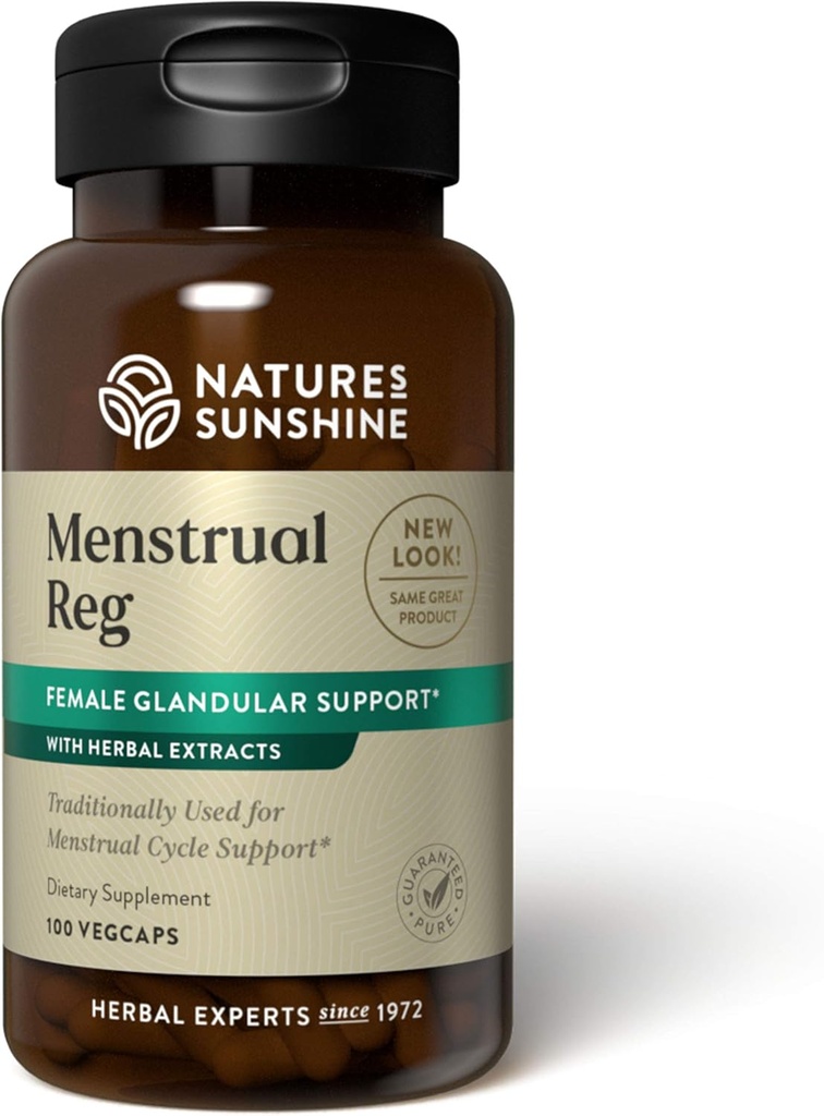 Nature's Sunshine Menstrual Reg, 100 Capsules, Kosher | Herbal Supplement Helps Maintain Hormone Balance and Promotes a More Comfortable Menstrual Cycle
