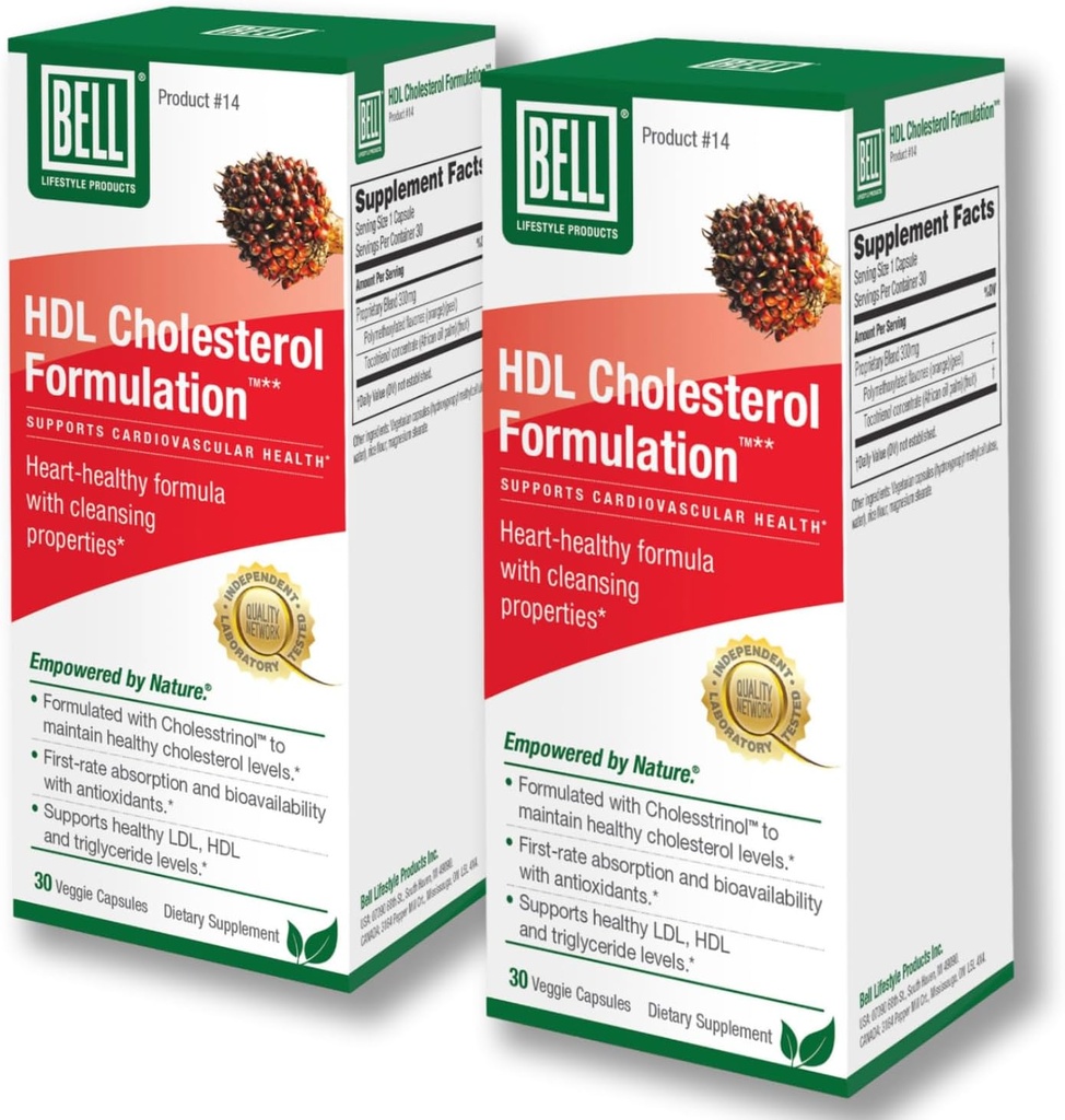 Bell HDL Cholestérol FormulationTM, Supplément santé Cholestérol - Suppléments de réduction du cholestérol, Mélange unique, pour les femmes et les hommes