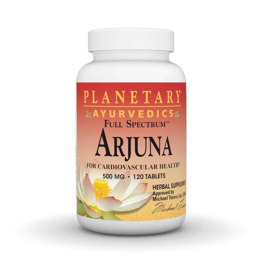 PLANETARY HERBALS Arjuna Full Spectrum Ayurvedic Nutritional Supplement, 550 Mg, 120 Count | Cardiovascular Health Support Supplement