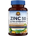 Vitalitown Zinc chélaté 50 mg, Picolinate de zinc et Gluconate, 120 capsules de Veggie, bien absorbé, système immunitaire, peau saine et développement, végétalien, non-OGM