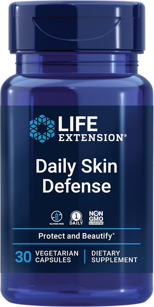 Life Extension Defense de la peau quotidienne, vitamine C, céramides, romarin, citron Verbena, aide à combattre le stress oxydatif et l'apparence des rides, sans gluten, une fois par jour, non OGM, végétarien, 30 capsules