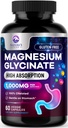 Magnésium Glycinat 500mg Capsules - Pure & Chélaté pour Max Absorption - Soutien Muscle, Nerve & Santé Cœur, Soutien du sommeil - Meilleur supplément de pilules de magnésium pour le soutien du corps entier - 60 Capsules