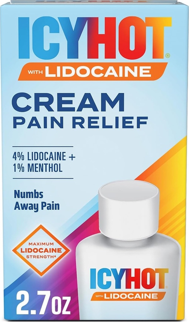 Crème de soulagement de la douleur glacée chaude Max Strength avec lidocaïne plus menthol, 2,7 onces