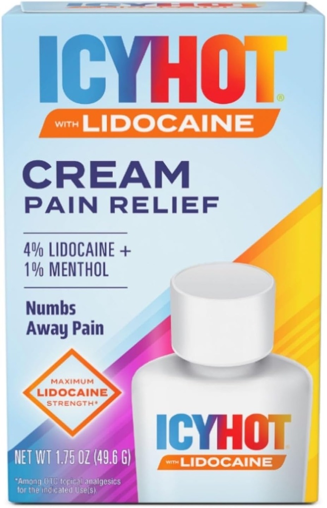 Icy Hot Max Strength Pain Relief Cream with Lidocaine Plus Menthol, 2.7 Ounces