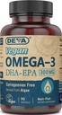 DEVA Vegan Omega-3 DHA EPA Supplément une fois par jour Softgel 300 MG - Carrageenan Gélatine et sans gluten - Acides gras d'algues autres que le poisson - 90 softgels