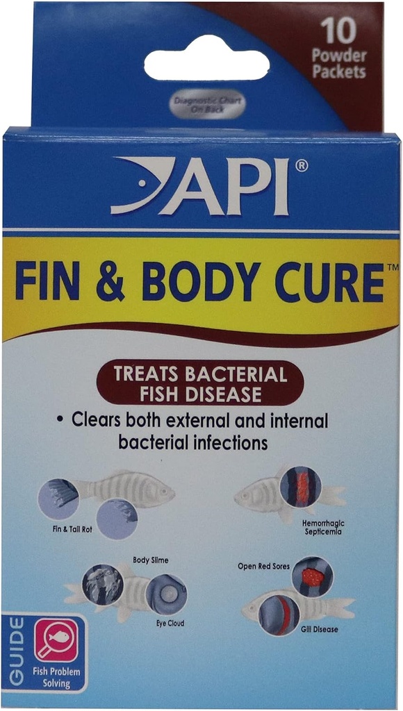 API FIN & BODY CURE Poudre de poisson d'eau douce Médicament Boîte de 10 mois