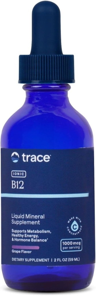 Trace Minerals (en anglais seulement) Liquid Ionic Vitamine B12 1000 mcg (en anglais seulement) Complément alimentaire alimenté par Concentrace Full Spectrum Ionic Minerals (en anglais seulement) 2 fl oz, 59 portions