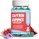 Suppléments de safran Gummies, Extrait de safran pour l'humeur positive et calme Nerve, Boost Energy, avec Garcinia Cambogia, Vitamine A, B12, Rhodiola Rosea - 60 Gummies