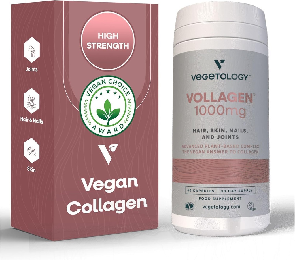 Complexe de la plante de Vollagen – Protéine végétale alternative au collagène – Supplément de ongles de peau de cheveux incroyable – produit un complexe d'acides aminés (1000 mg - 60 comprimés)