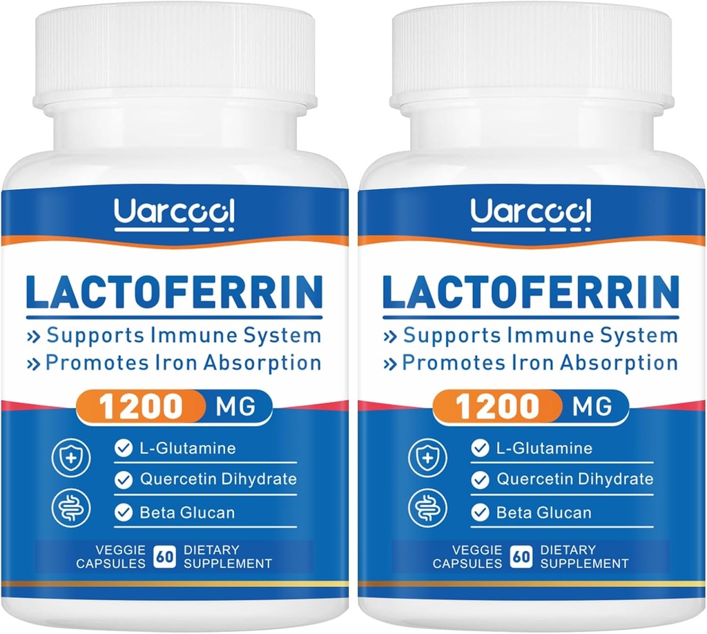 Lactoferrine Supplément 1200mg pour un soutien immunitaire sain-sans gluten, végétarien - 60 Softgels(2 bouteilles)