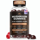 Gummies efficaces Nutra Mushroom 2500mg - 10in1 Lion.S Mane, Reishi, Chaga, Cordyceps et plus - Focus, Clarity, Mémoire, Immunité, Énergie - Flaveur de framboises naturelles, Vegan, Fabriqué aux États-Unis (90 comte)