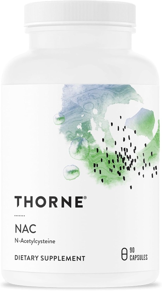 THORNE - NAC - N-acétylcystéine - 500mg - Soutienne la santé respiratoire et la fonction immunitaire - Favorise la désintoxication du foie et du rein* - Sans gluten, sans lait et sans soja - 90 portions