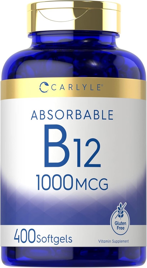 Carlyle Vitamin B12 1000 mcg Absorbable | 400 Softgels | Non-GMO and Gluten Free Supplement