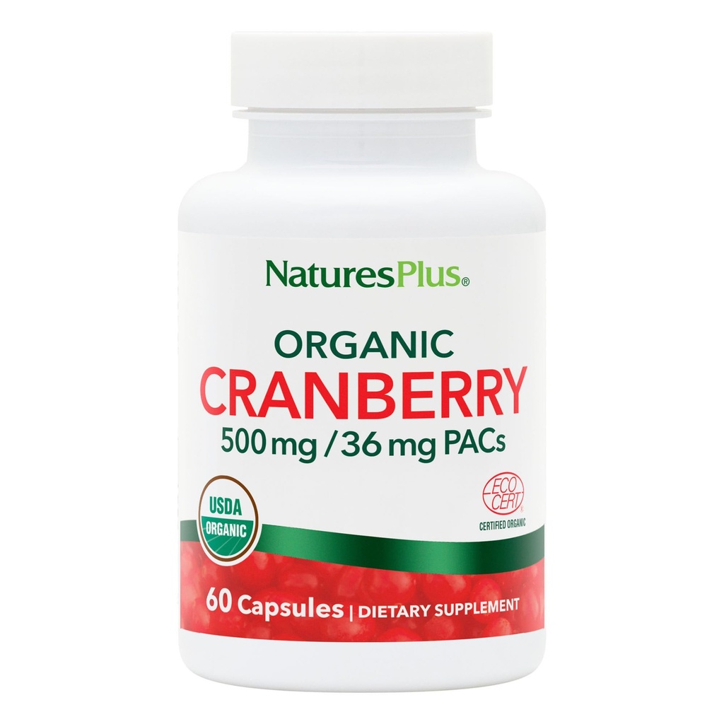 NaturesPlus Canneberge biologique 500 mg - 60 capsules - aide à promouvoir le trac urinaire sain - USDA certifié biologique, végétalien, sans gluten, non-OGM - 30 portions
