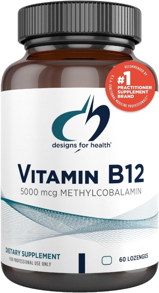 Conceptions pour la santé Vitamine B12 Lozenges - B12 Vitamines 5000 mcg de méthylcobalamine - Suppléments de vitamine B12 - Végétalien + Non OGM, Saveur de baie naturelle (60 Lozanges à dissolver rapidement)
