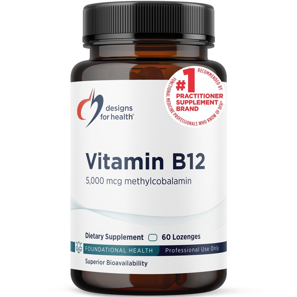 Conceptions pour la santé Vitamine B12 Lozenges - B12 Vitamines 5000 mcg méthylcobalamine - Vitamine B12 Suppléments - Vegan + Non OGM, Saveur de baie naturelle (60 Lozenges à dissolution rapide)