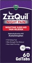 Gel de douleur nocturne ZzzQuilTabs, soulagement de la douleur nocturne, comprimés d'aide au sommeil, HCl diphenhydramine et acétaminophène, marque d'aide au sommeil no 1, soulagement de la douleur de la force maximale, 60 gelTabs