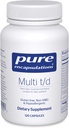 Encapsulations pures Multi T/D - Multivitamines et suppléments minéraux - pour la santé quotidienne, cardiovasculaire et immunitaire* - Riche en vitamines et minéraux - Sans gluten et végétarien - 120 capsules