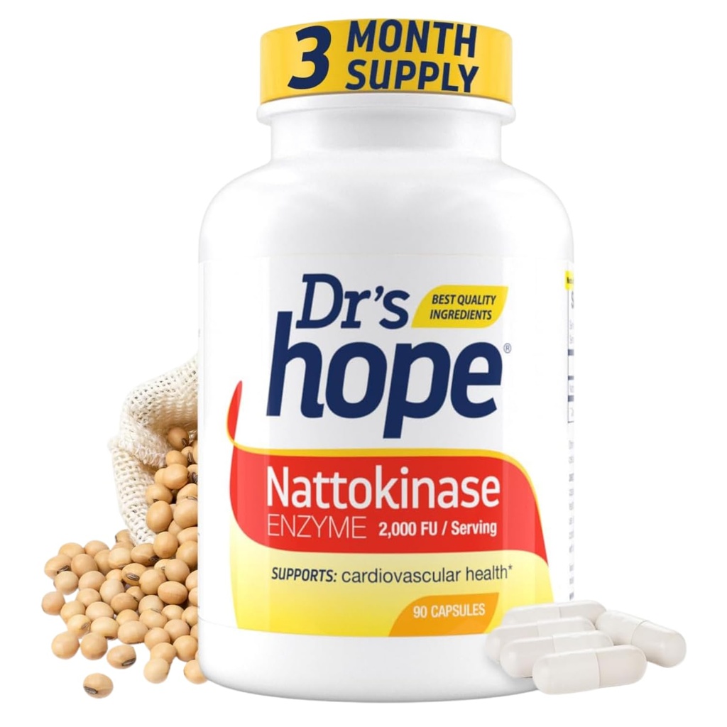 Nattokinase 2000 FU - Supplément Nattokinase soutient la santé cardiovasculaire et la circulation sanguine saine - Non-OGM, sans gluten, 90 capsules de légumes, fabriqués aux États-Unis