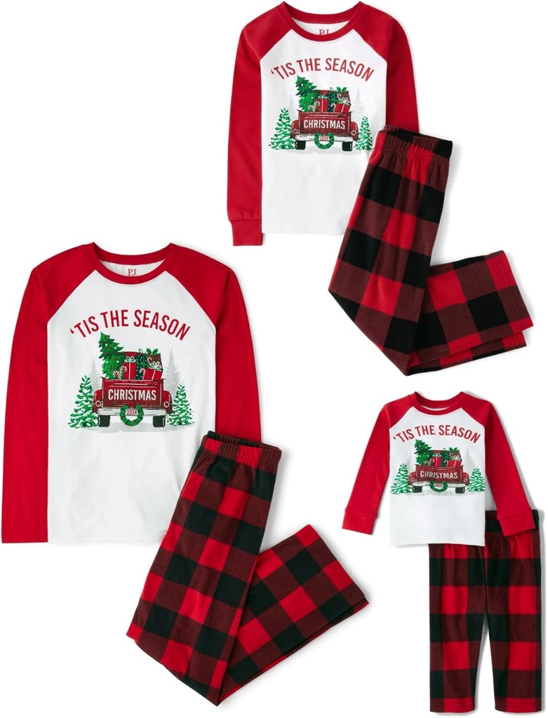 La place des enfants Baby and Family Matching Fleece Holiday Pajama Set