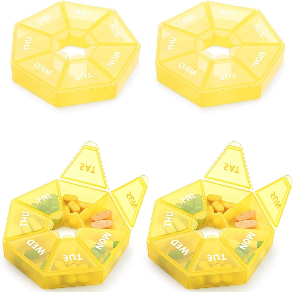 Organisateur hebdomadaire Grande boîte à pilules de 7 jours Organisateur Daily Medicine Case for Vitamine Fish Oil Pills Suppléments Arthrite Friendly