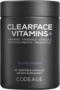 Codeage Clearface Acide pantothénique, supplément de niacine, vitamines A, C, D3, E, probiotiques, zinc, riboflavine, thiamine, L-Lysine HCL & Omega-3, niacinamide, mélange botanique de la peau - Non-OGM - 90 capsules