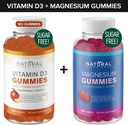 Sugar Free Vitamin D3 K2 Gummies (180 Gummies) and Sugar Free Extra Strength Magnesium Gummies (60 Gummies), Vitamin D3 Gummies 5000 IU+K2 MK7 80 mcg, Magnesium Citrate Gummies 500 mg