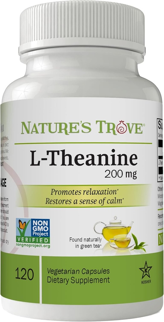 L-Theanine 200mg par Trove de la nature - 120 Capsules végétariennes