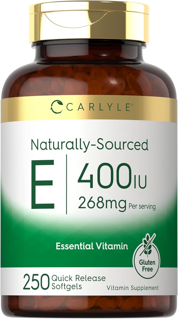 Caryle Vitamine E 400 UI Softgels (en anglais seulement) 250 Count (en anglais seulement) Source naturelle Non-OGM et sans gluten
