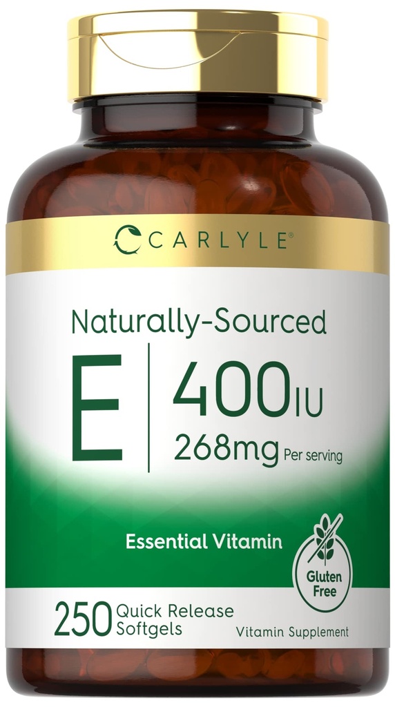 Caryle Vitamine E 400 UI Softgels (en anglais seulement) 250 Count (en anglais seulement) Source naturelle Non-OGM et sans gluten