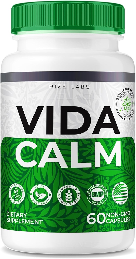 labs de taille - Vida Calm Advanced Formula Capsules, Fournit une force maximale, pour le stress, Calme, Relaxation, Supplément (60 capsules)
