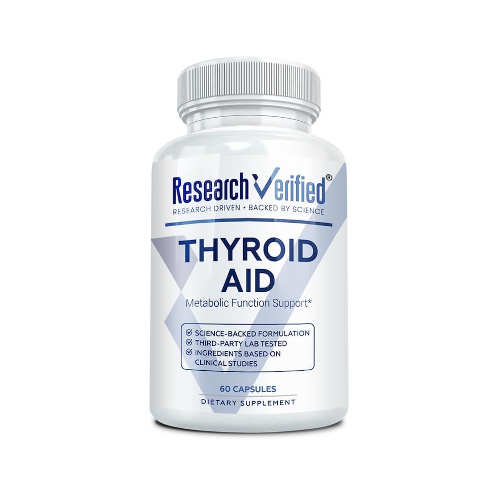 Recherche Verified® Thyroïde Aid - Fonction Thyroïde Optimale avec Iodine Cuivre et Zinc - 260 mcg Sélénium - 100% Pure - Vegan Friendly - 60 Capsules - 1 mois d'approvisionnement