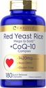 Riz de levure rouge de Carlyle avec complexe CoQ10 1420 mg 180 Capsules Mega Q-Sorb , Supplément sans gluten
