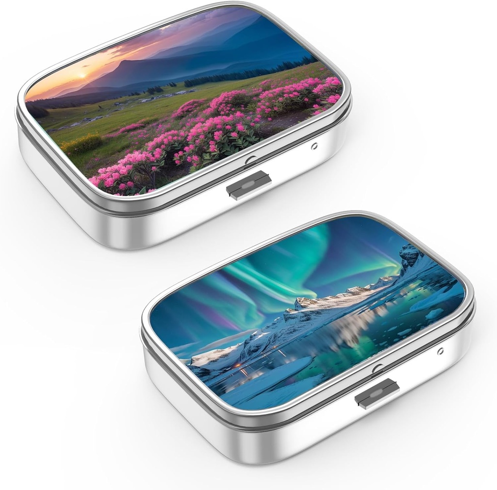 Pill Box 2 Compartiment petit cas de pilule, Portable pour Pocket ou Purse Pill Organizer Porte-conteneur de pilule pour tenir les vitamines, médicaments, huile de poisson et suppléments(2PCS)