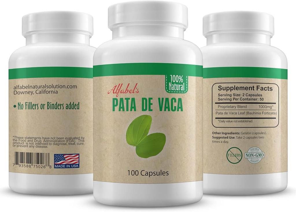 Pata de Vaca herbe - Feuilles de pied de vache - 100 capsules - Pas de remplissage