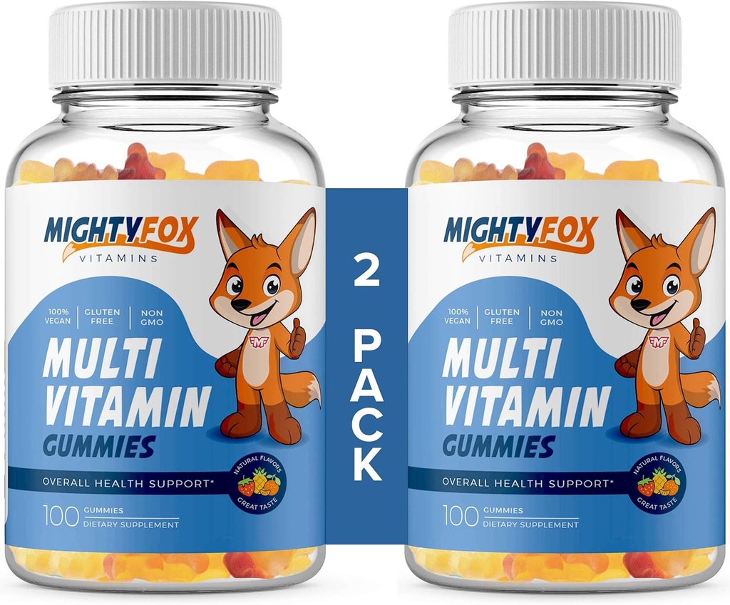 Kids Multivitamin Gummies - Non-GMO, Gluten-Free, Vegan Multivitamin Gummies w/Vitamin C, B3, B5, B6, B12, Zinc (100 Count, 2 Pack) – Fruity Toddler to Teen Gummy Vitamins for Kids