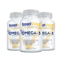 Recherche Omega vérifié 3-1800mg Omega 3 Huile de poisson - Élevée 900mg EPA + 600mg DHA - Aucun arrière-goût - 60 Capsules de softgel - 3 bouteilles