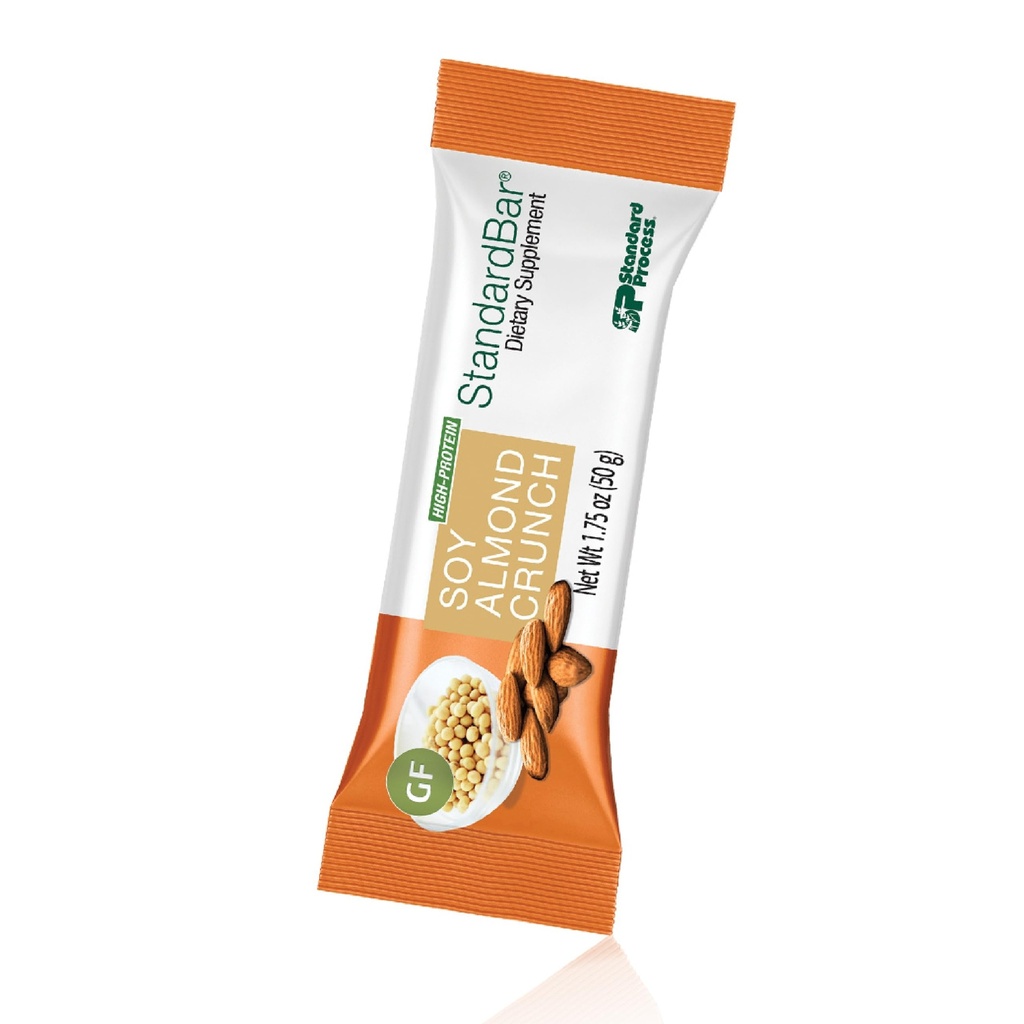 Processus standard - Crunch d'amande de soja standard - Barre haute en protéines pour l'énergie et la santé cardiaque - Snack santé - Végétarien, sans gluten - 18 barres