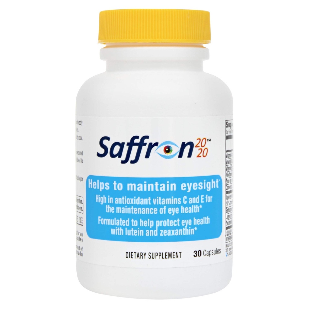 Supplément Safran 2020 avec Safran, Resvératrol, Vitamines et Minéraux, Zeaxanthin et Lutéine -30 Capsules végétariennes