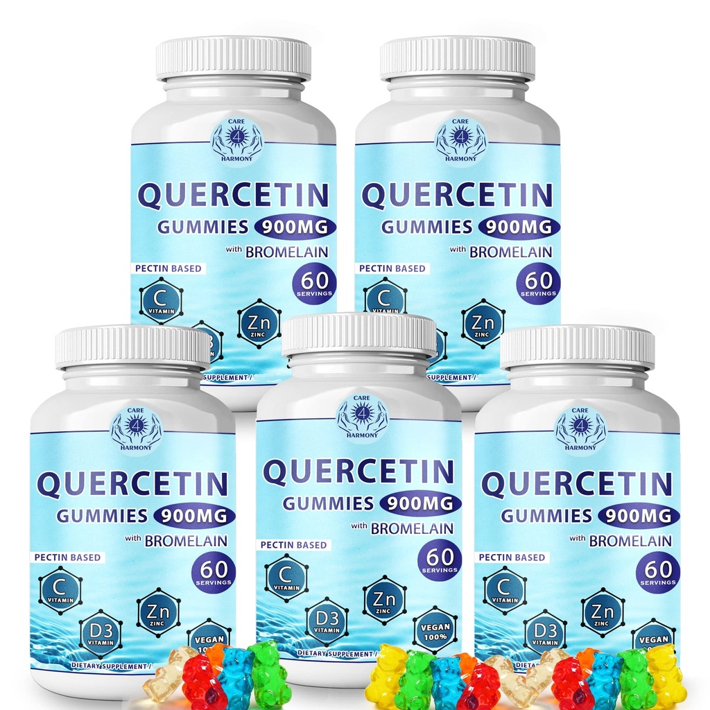 Gummies Quercetin - Quercetin avec vitamine Bromelain C + vitamine Zinc D3 – Suppléments Quercetin 900mg à croquer - Quercetin pour enfants et adultes (5)