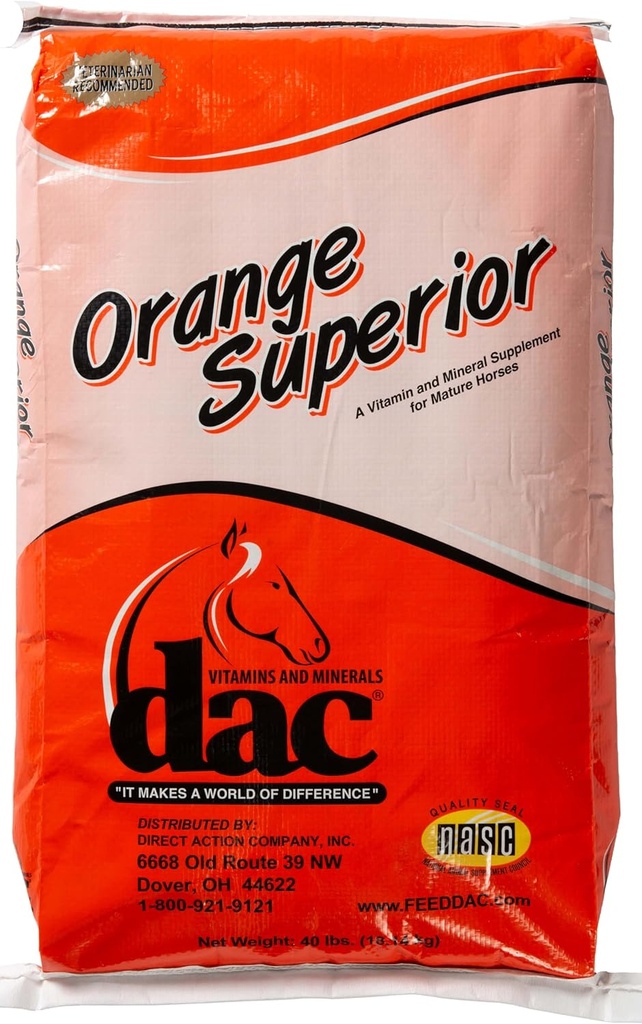 DAC VITAMINS ET MINÉRAUX "C'EST UN MONDE DE DIFFÉRENCE" Orange Superior 40lbs