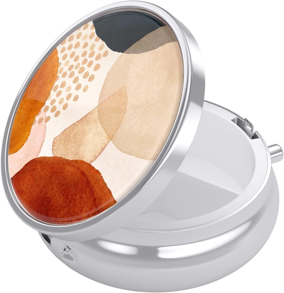 Nipichsha Pill Box, petit cas de pilule pour la Purse & Pocket, Mignon organisateur de médecine de voyage, porte-conteneur de médicaments portables pour tenir les vitamines, médicaments, huile de poisson et supplément, simple résumé Art