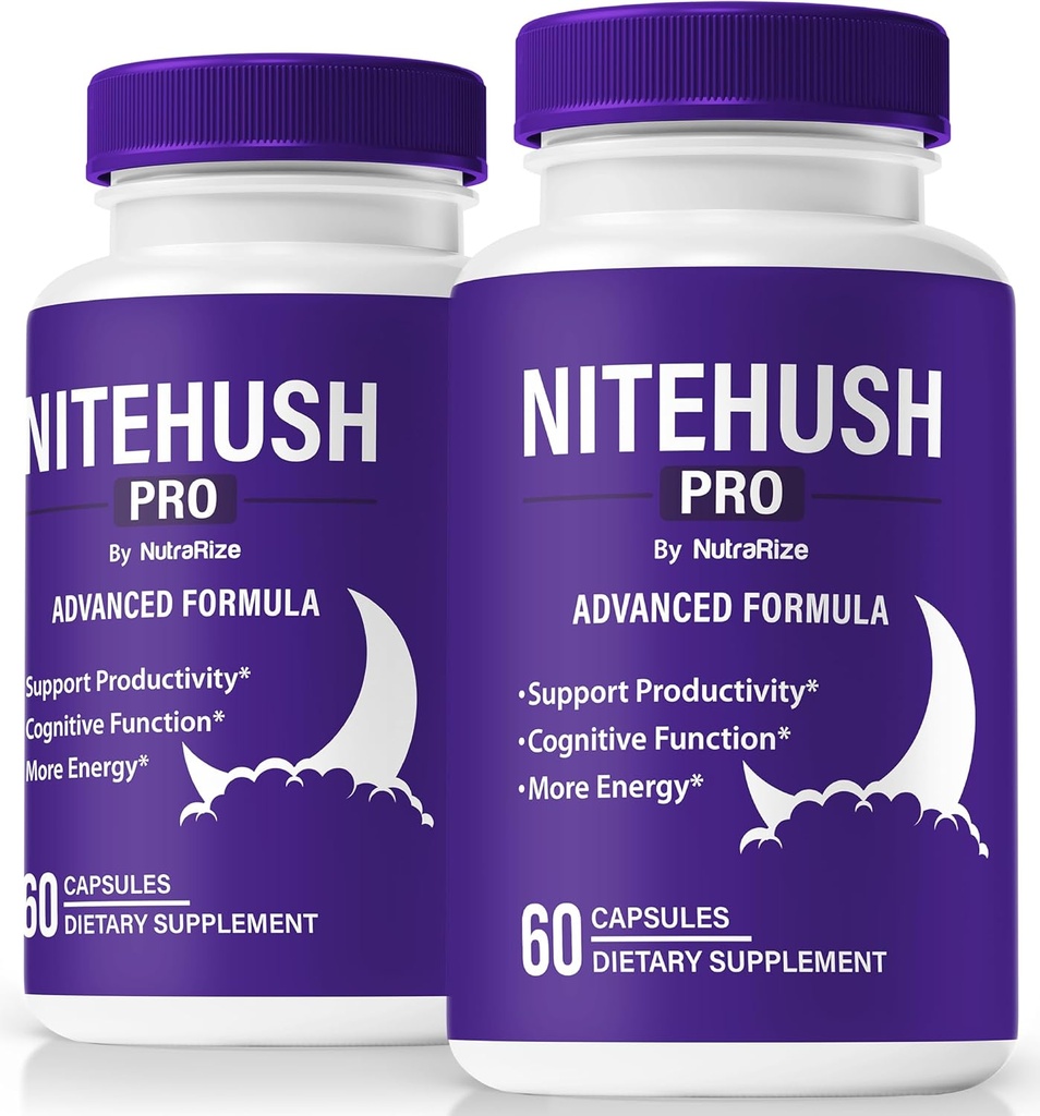(2 Pack) Capsules Nite Hush Pro - Débloquez votre plein potentiel avec la formule NiteHush Pro - Soutien Premium pour la concentration, la santé équilibrée, examen officiel des pilules NiteHushPro (120 Capsules)