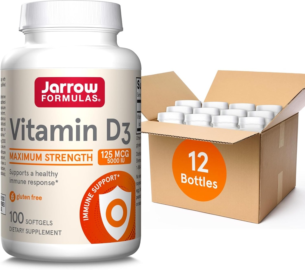 Formules de collage Vitamine D3 125 mcg (5000 UI) - 100 portions (sofgels) - Santé des os, soutien immunitaire et soutien au métabolisme du calcium - supplément de vitamine D - Vitamines D3 - 5000 UI Vitamine D (paquet de 12)