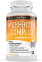 Complexe de champignons, 10 Mélange de champignons pour l'énergie et le soutien immunitaire, 2600mg par service, 120 Capsules végétaliennes