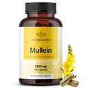 HERBAMAMA Mullein Leaf Capsules - 1200mg Mullein Leaf Extract for Lung Detox Support - Vegan, Supplément de nettoyage respiratoire du poumon non-OGM
