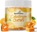 Supplément Bovin Colostrum Soft Chews avec des probiotiques pour la santé de Gut, Bloating, Immune Support, la peau, la croissance des cheveux et la beauté - Orange Flavor (60 portions)