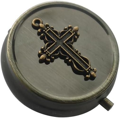 Portable Travel Pill Box Organizer - Boîte cadeau Pill Case, Bronze décoratif de la boîte de médecine en métal Pill Holder, petite poche Pill Case pour la purse, stockage de la vitamine ou de la médecine, distributeur de pilule