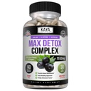 Kaya Naturals Supplément à base de plantes Max Detox - Ingrédients naturels 1532 mg - Poudre de Psyllium, Extrait de baie d'açai, Racine de gingembre 60 Compte
